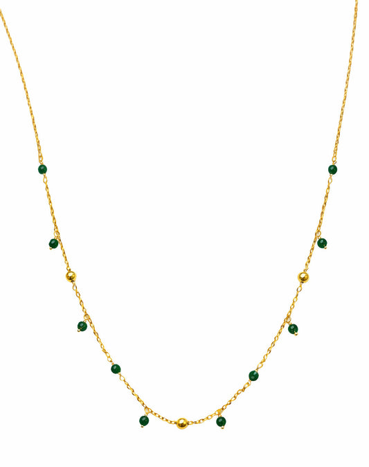 Red/Green Agate Color Stone Dangle And Bead Station Necklace