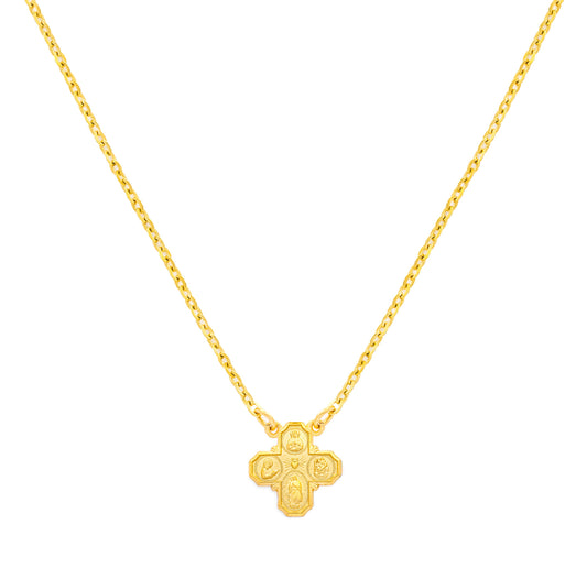 Mini Four Way Medal Cross Necklace