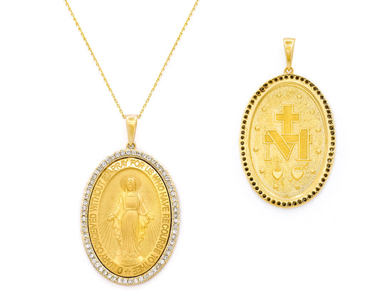 Extra Large Miraculous Medal with Diamonds