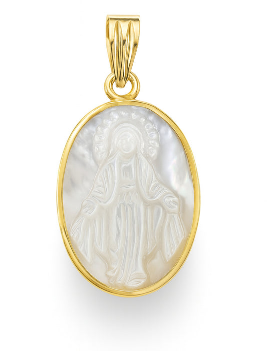 Oval Mother of Pearl Miraculous Medal 20X16mm