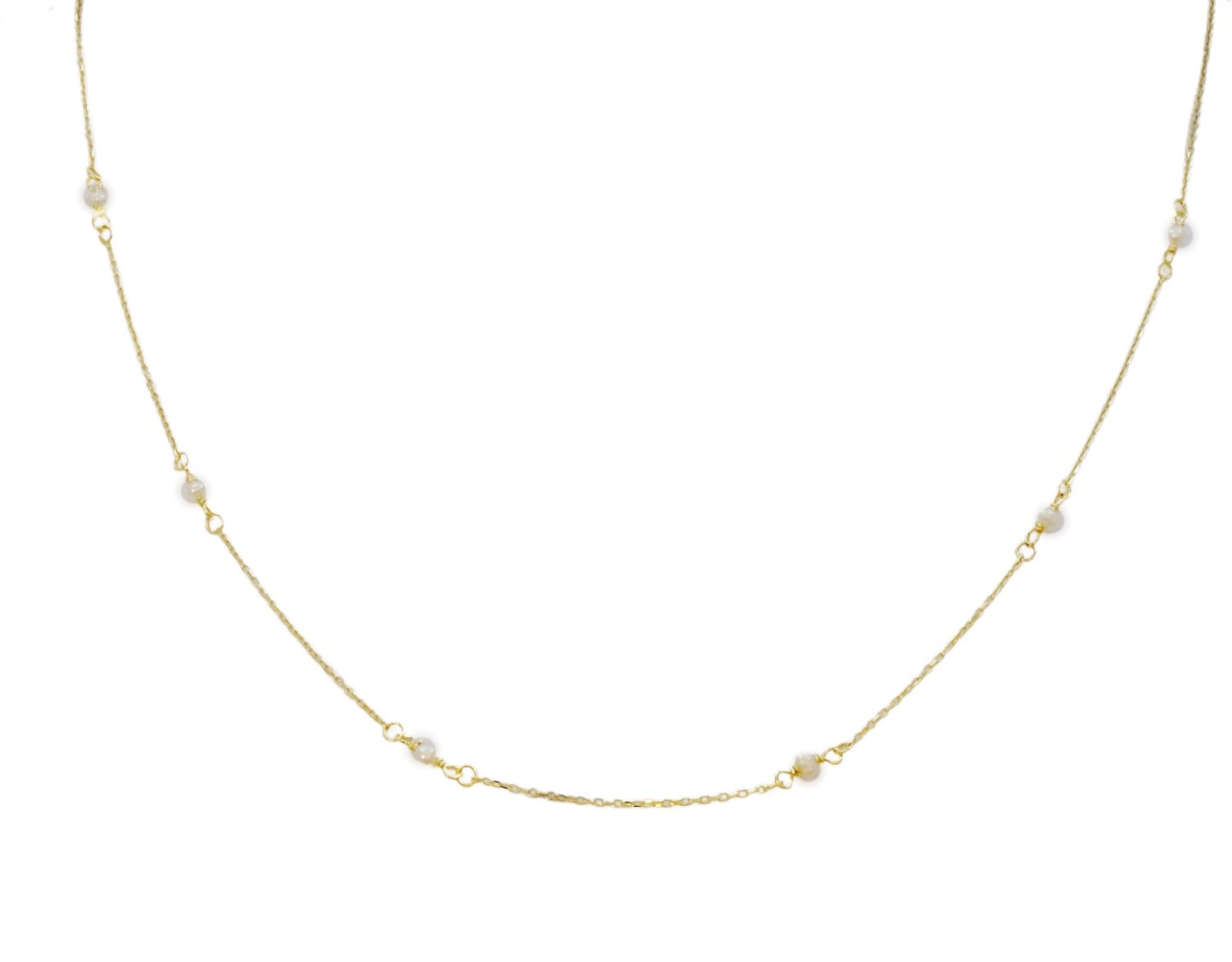 Dainty Fresh Water Pearl Station Necklace