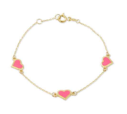 Pink Enamel Hearts Bracelet