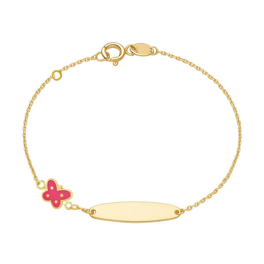 Baby ID Bracelet with Pink Enamel Butterfly
