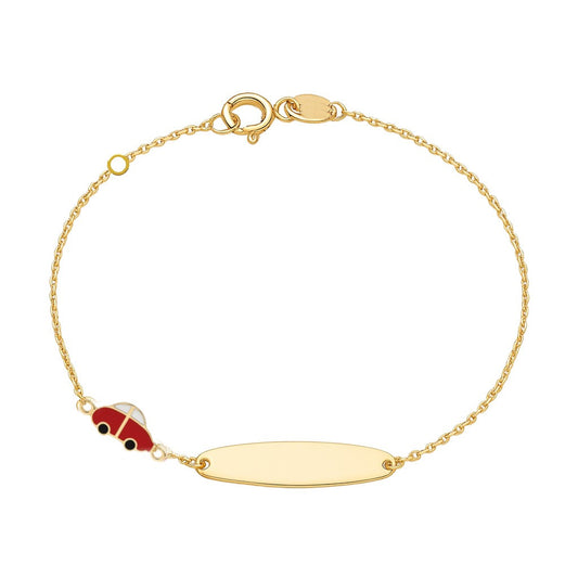 Baby ID Bracelet with Red Enamel Toy Car Charm