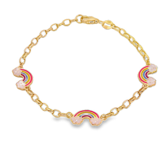 Over The Rainbow Enamel Charm Station Rolo Link Children's Bracelet