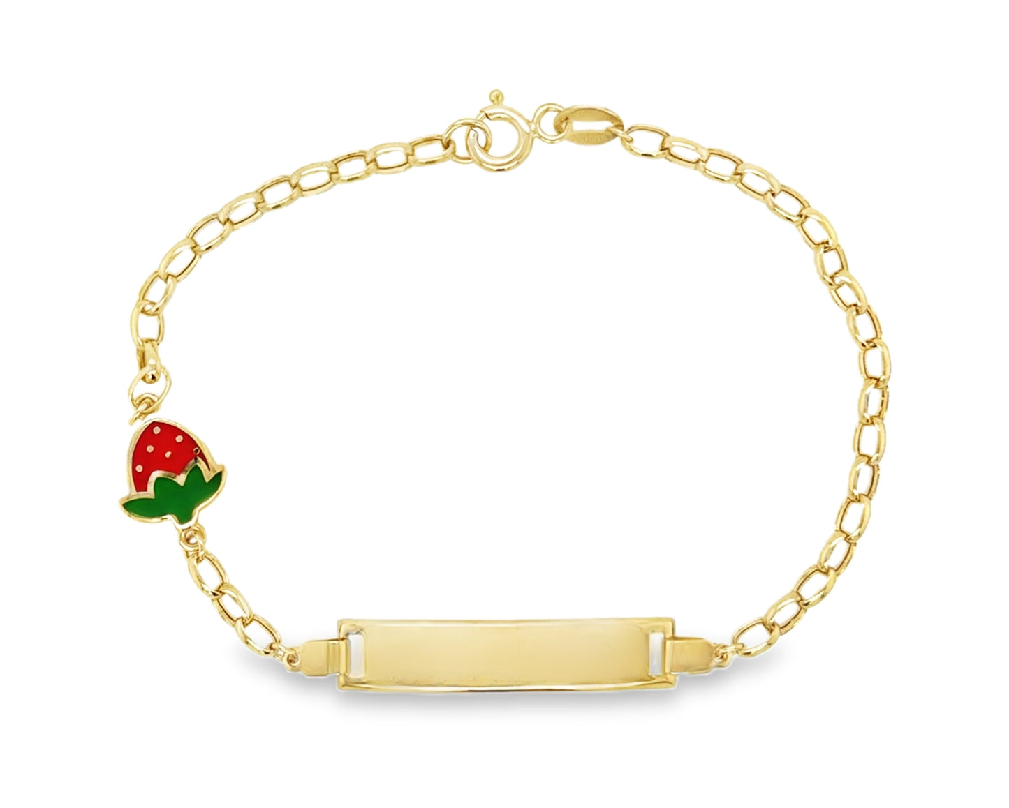 Enamel Strawberry Charm Baby ID Bracelet