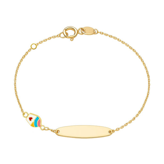 Baby ID Bracelet with Multi Color Enamel Cupcake Charm