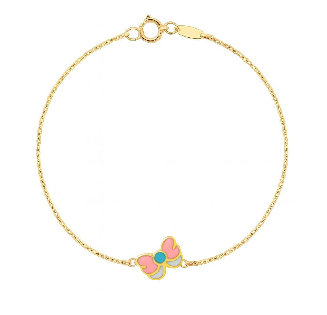 Pink Enamel Bow Bracelet
