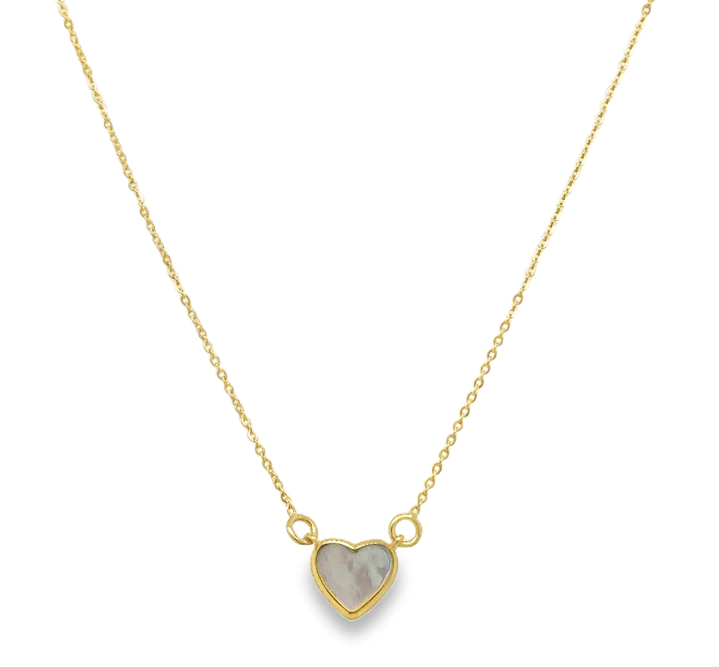 Fine Bezel Single Heart Mother of Pearl Necklace