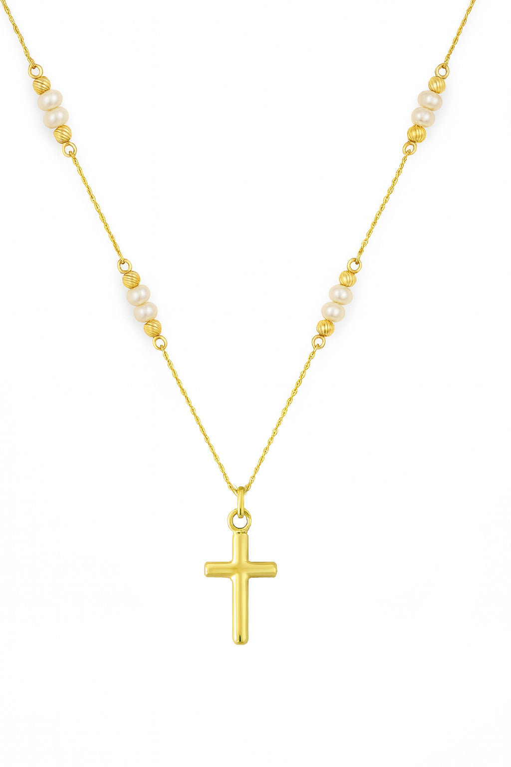 Tube Cross Necklace with Turquoise & Bead Stations