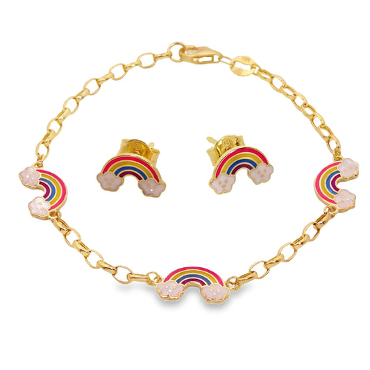 Over The Rainbow Enamel Earrings and Bracelet Jewelry Gift Set