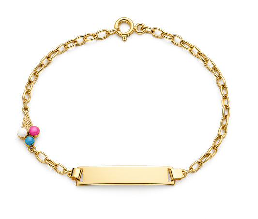 Enamel Ice Cream Cone Charm Baby ID Bracelet