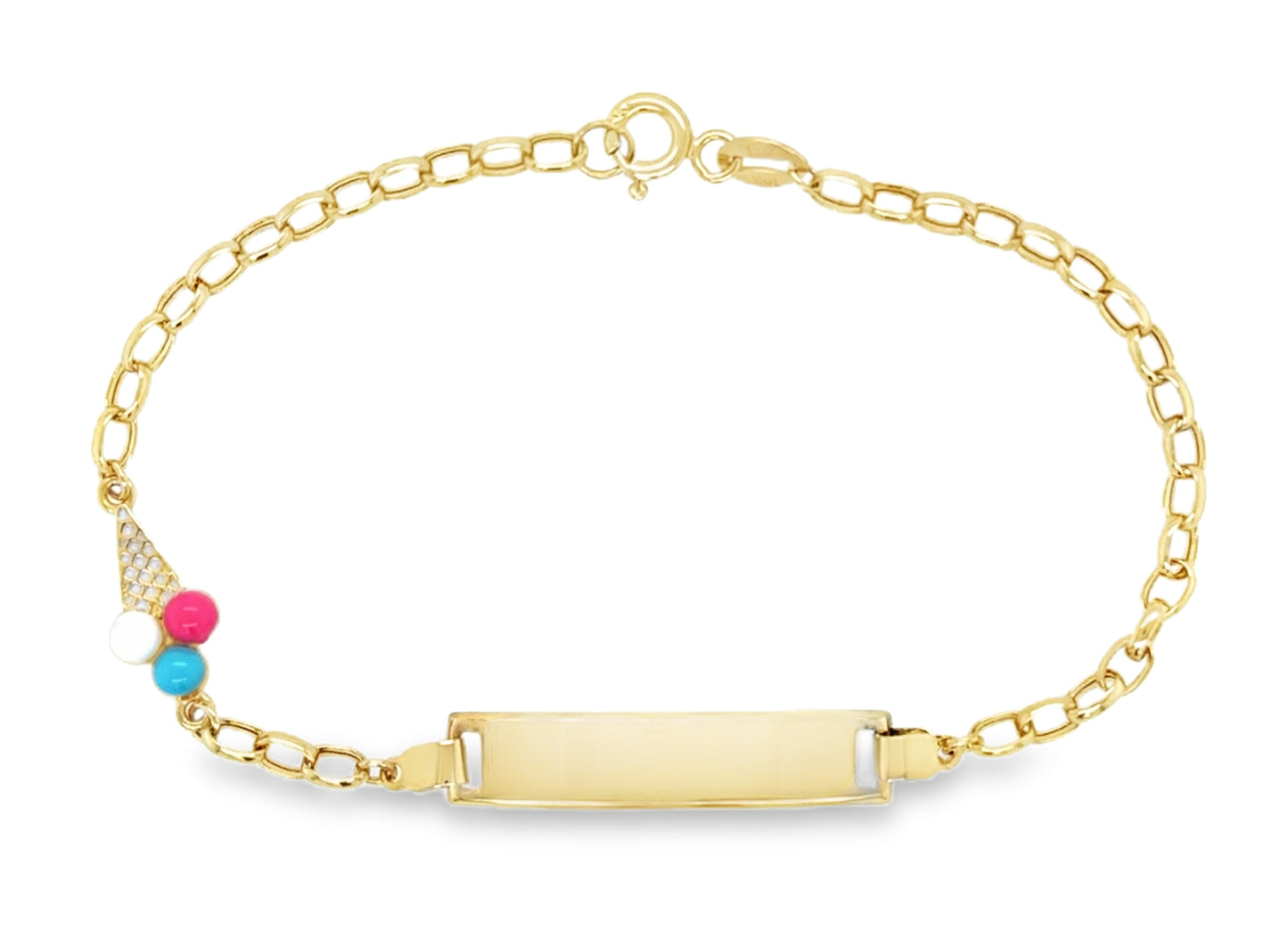 Enamel Ice Cream Cone Charm Baby ID Bracelet