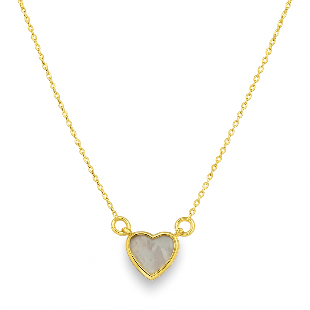 Fine Bezel Single Heart Mother of Pearl Necklace