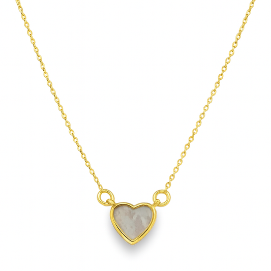 Fine Bezel Single Heart Mother of Pearl Necklace