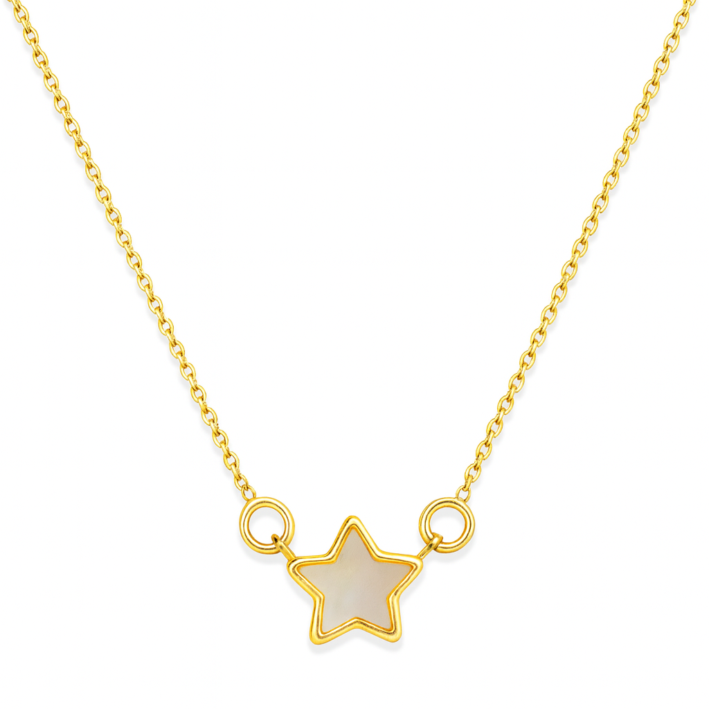 Fine Bezel Single Star Mother of Pearl Necklace