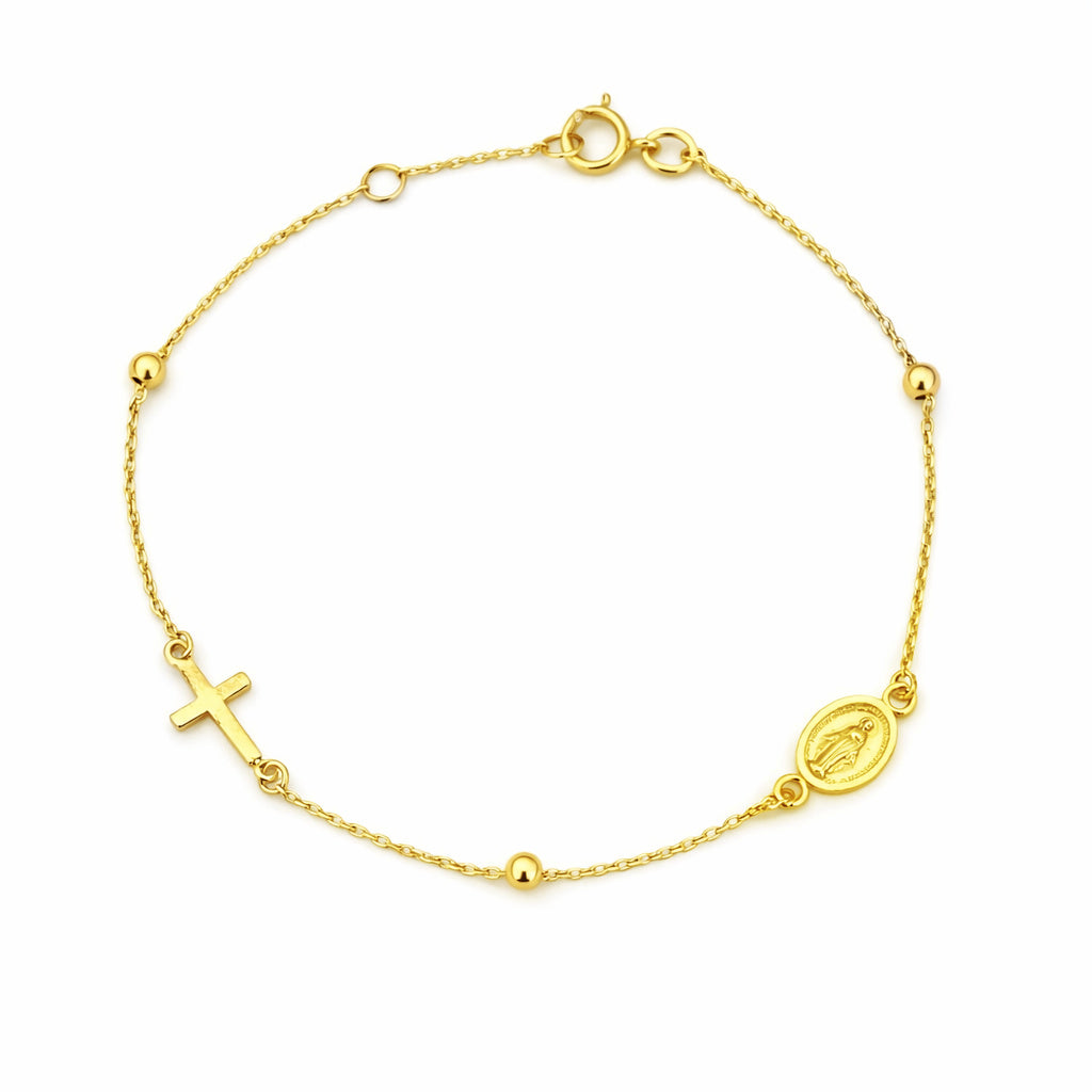 Mini Cross and Miraculous Medal Bracelet