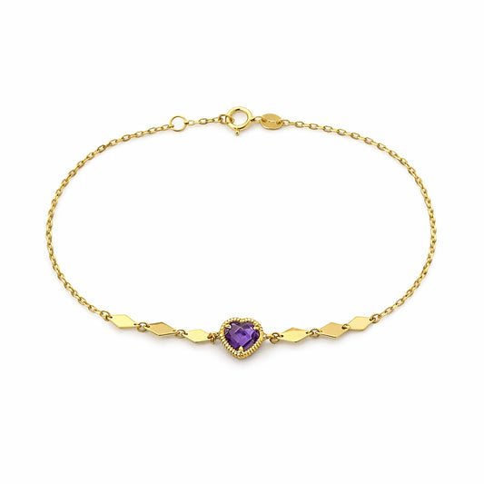 Blue Topaz or Amethyst Heart Bracelet