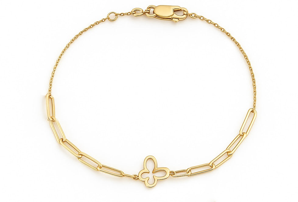 Butterfly Paperclip and Chain Bracelet