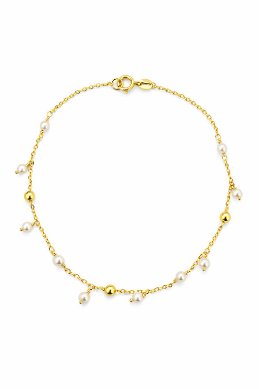 Freshwater Dangle Pearl And Bead Station Bracelet