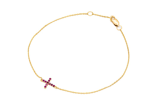 Color Stone Cross Bracelet