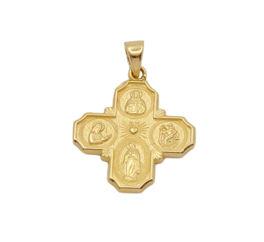 Four-Way Medal Cross 14 Karat Yellow Gold