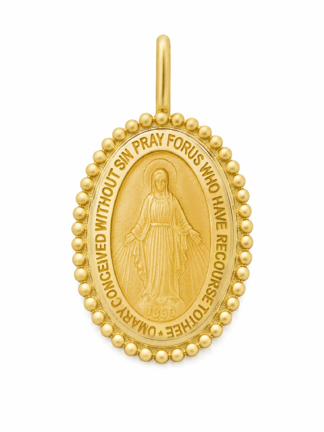 14K Gold Miraculous or Guadalupe Beaded Medal