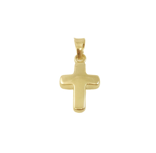 14KY Gold Miniature Puff Cross Necklace