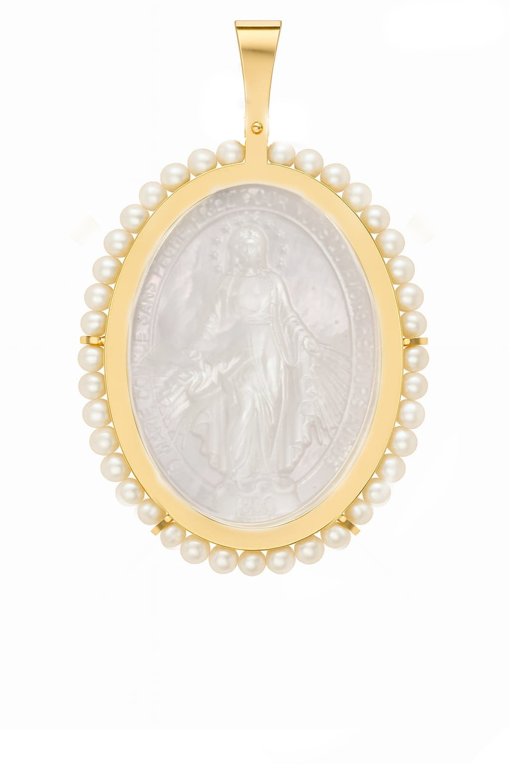 Mother of Pearl Miraculous Medal with Mini Pearl Frame