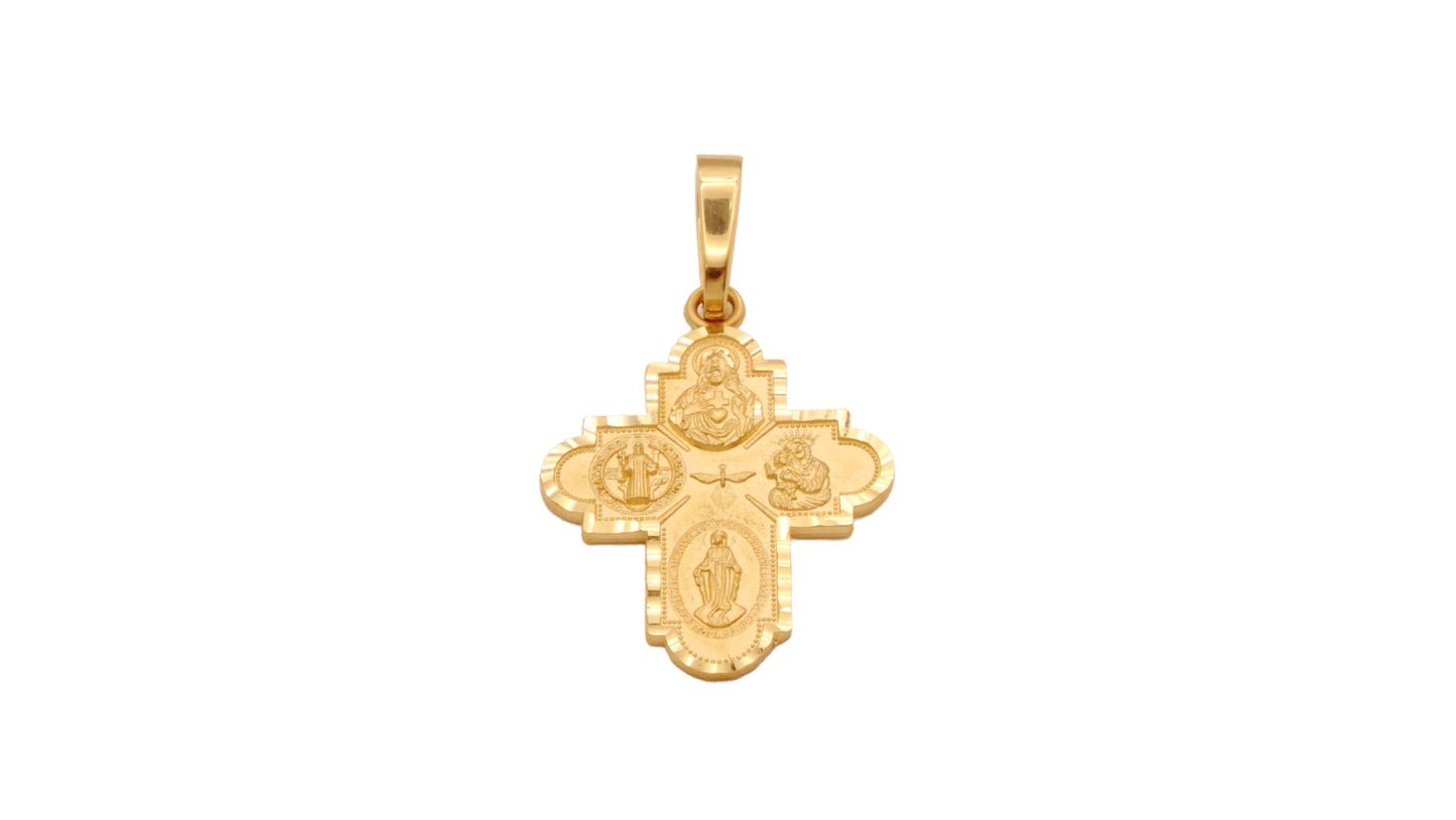 Small Four-Way Patron Saint Scapular Cross Pendant