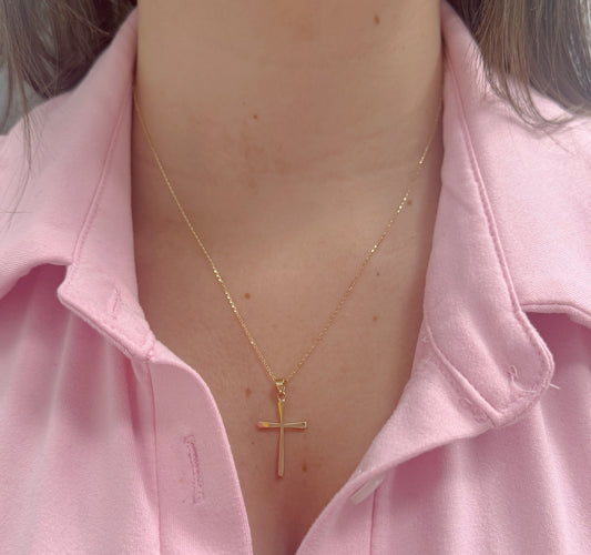 14K Yellow Gold Thin Cross Pendant