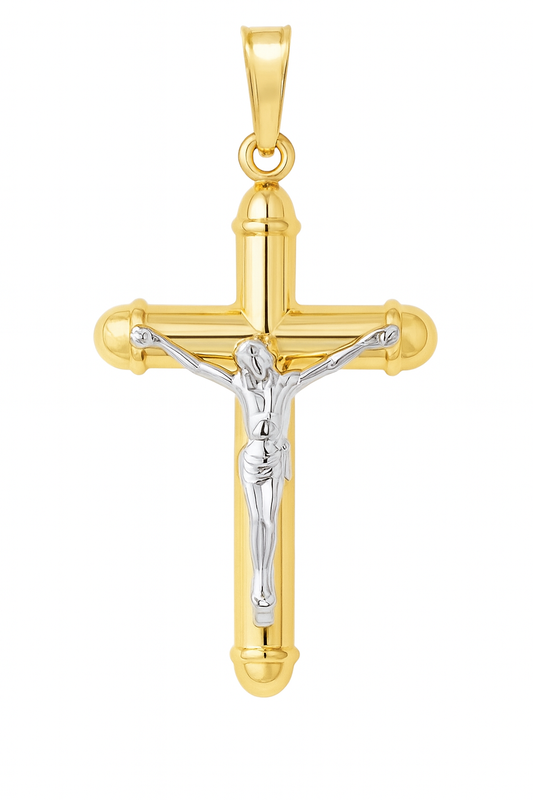 Two-Tone Crucifix Cross with Jesus Christ
