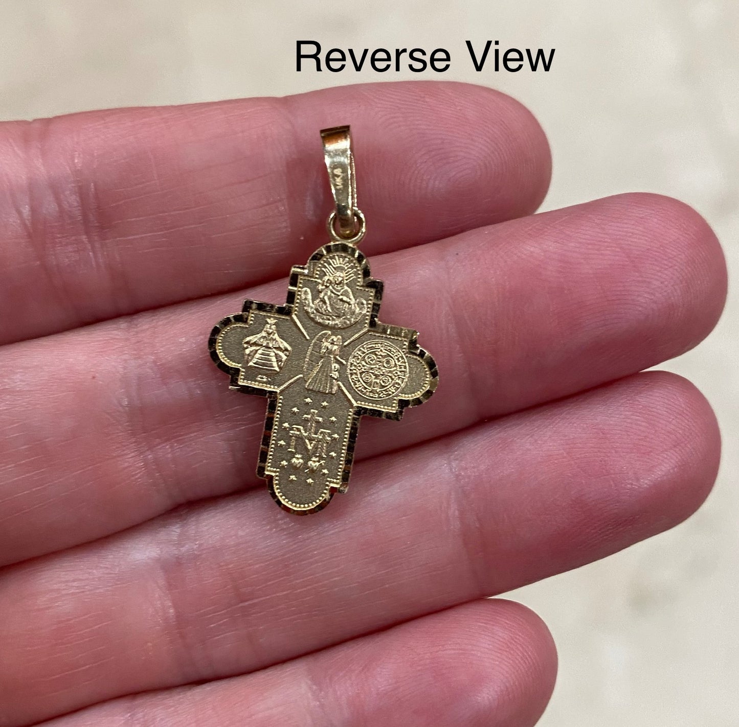 Small Four-Way Patron Saint Scapular Cross Pendant