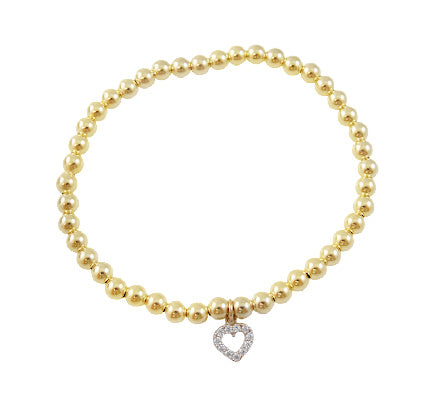 Gold Filled Bracelet with Embellished Heart Charm