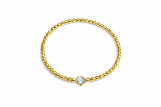 Beaded Elastic Bracelet with Amethyst or Blue Topaz Center