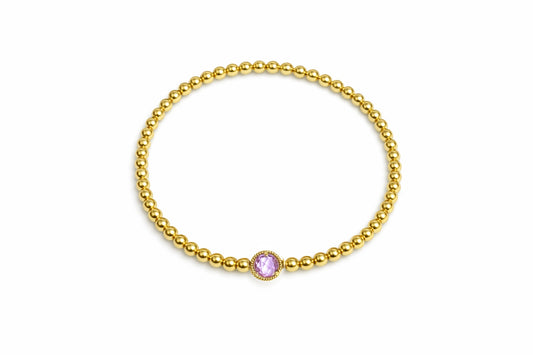 Beaded Elastic Bracelet with Amethyst or Blue Topaz Center