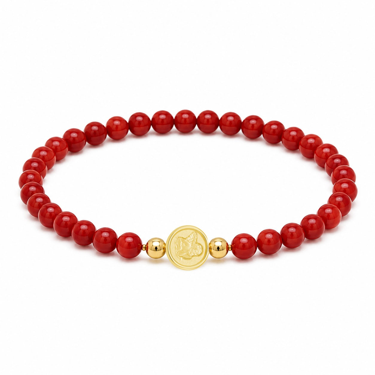 Mini Guardian Angel Pearl Turquoise Coral Elastic Bracelet 6mm