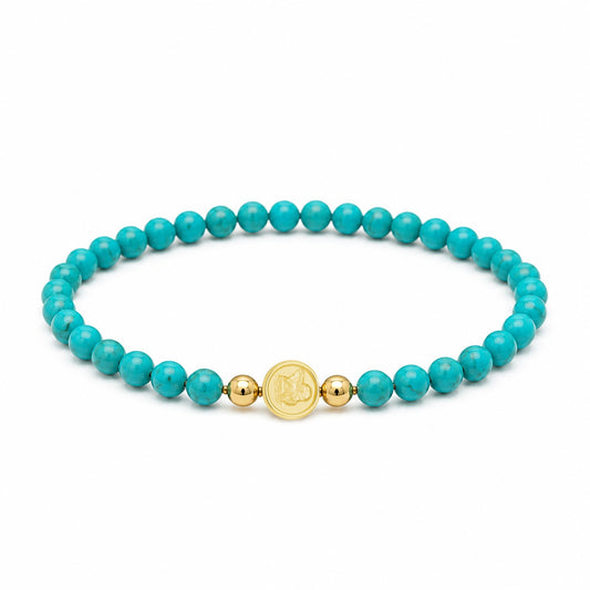 Mini Guardian Angel Pearl Turquoise Coral Elastic Bracelet 6mm