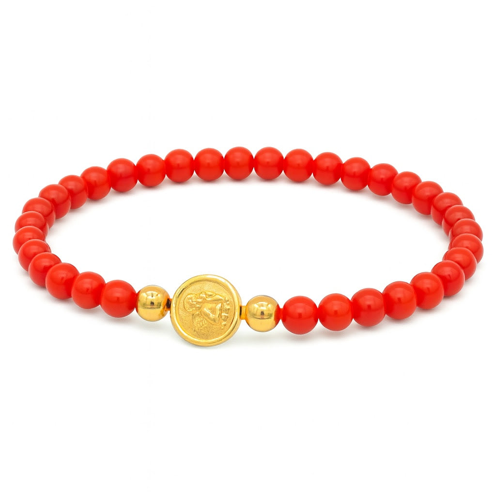 Guardian Angel Pearl Elastic Bracelet 8mm
