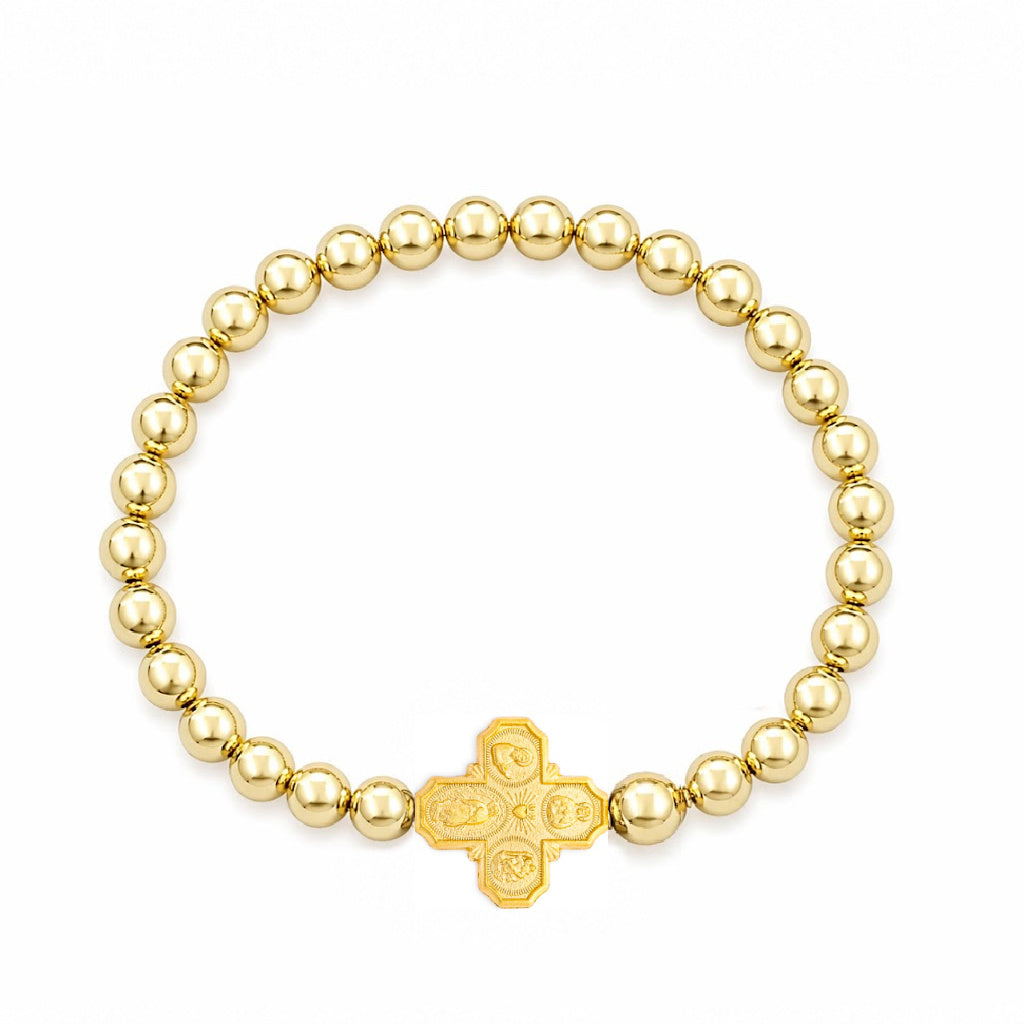 Four Way Cross Gold Filled Elastic Bracelet 14X14mm