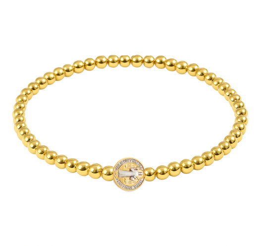 Mini Saint Benedict Gold Filled Elastic Bracelet 8mm