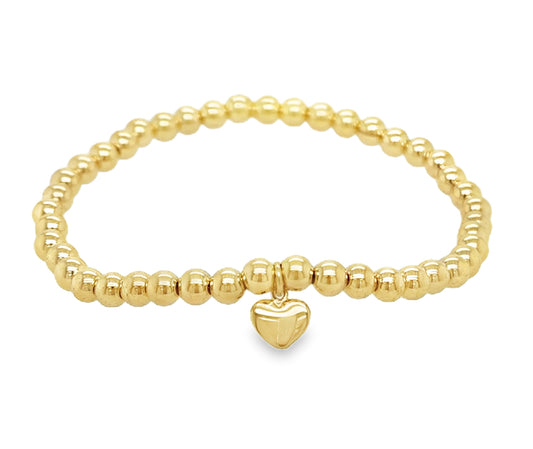 Heart Charm Elastic Gold Filled Bracelet