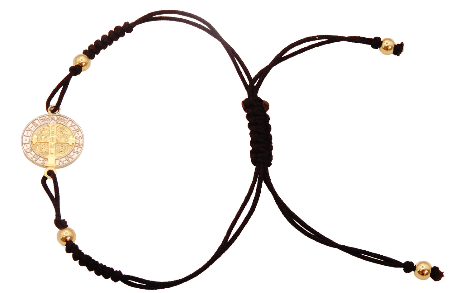 14mm Two Tone St Benedict Medal Macrame Bracelet