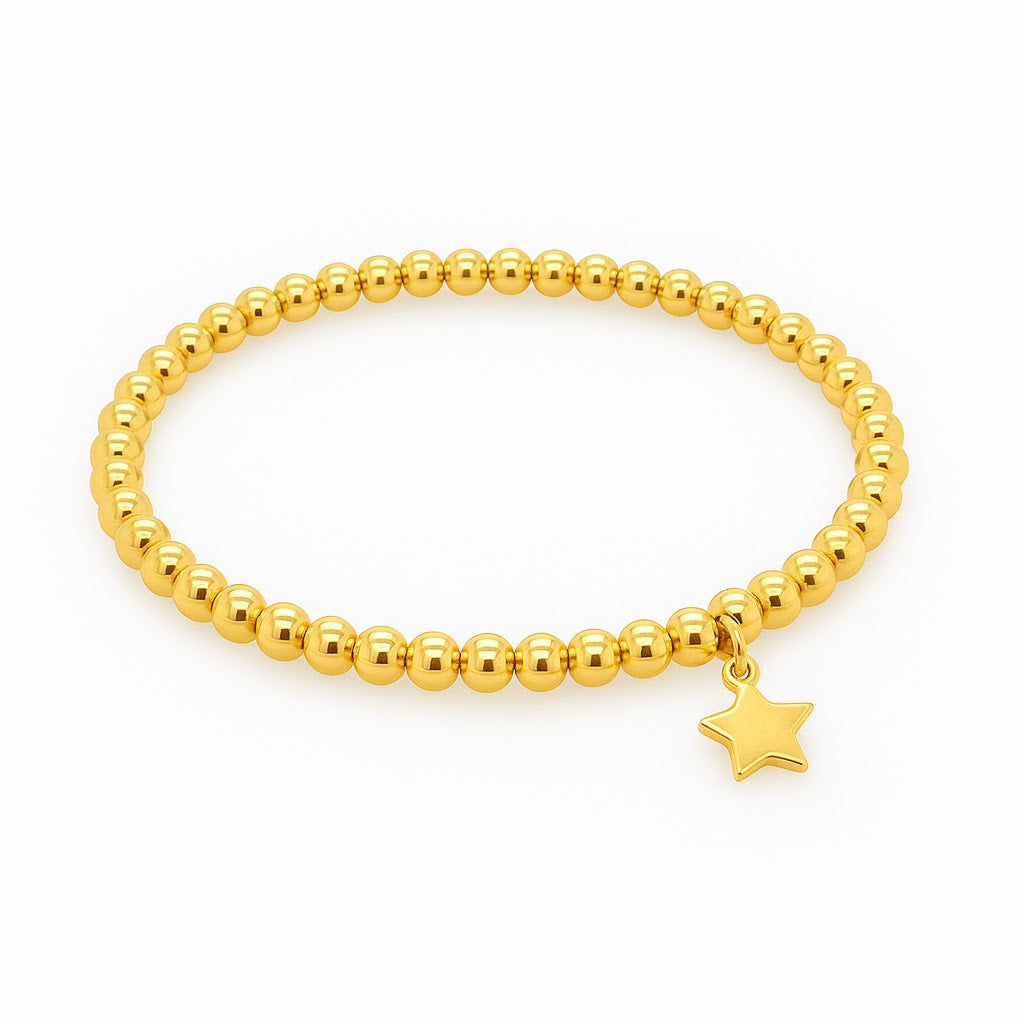 Single Star Dangle Gold Filled Bead Elastic Bracelet