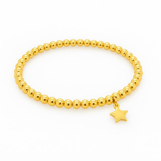 Single Star Dangle Gold Filled Bead Elastic Bracelet