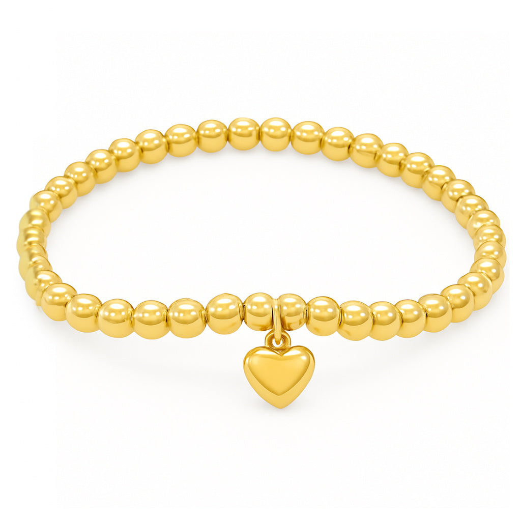Heart Charm Elastic Gold Filled Bracelet