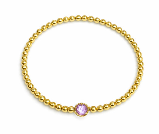 Beaded Elastic Bracelet with Amethyst or Blue Topaz Center