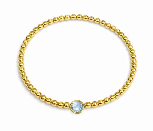 Beaded Elastic Bracelet with Amethyst or Blue Topaz Center