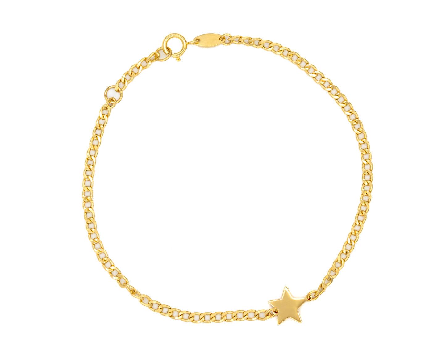 Thin Curb Link Single Star Bracelet