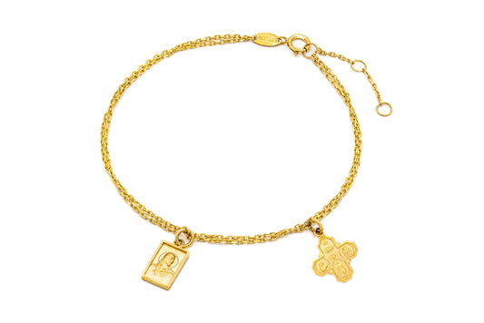Double Scapular And 4 Way Cross Medals Bracelet